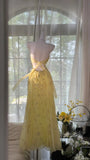 Yellow Gorgeous Exquisite Beaded Backless Spaghetti Strap Long Chiffon Ball Gown Evening Dress Birthday/Holiday Party Dress Prom Dress HZ1023