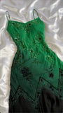 Green Gradient Fashion Exquisite Beaded Long tulle Prom Dress Evening Dress Party Dress HZ1023