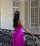 Pink Purple Sexy A-Line Spaghetti Strap Maxi Party Ball Gown Evening Dress HZ1023