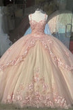 Pink/purple/green sweet lace applique long tulle quinceanera dress Ball gown evening dress HZ1023