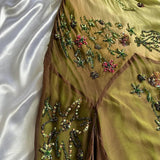 Green fashion gradient exquisite beaded long chiffon prom dress, evening dress, party dress HZ1023