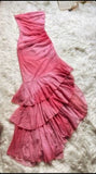 Pink Fashion Gradient Long Chiffon Ruffle Ball Gown Evening Dress Birthday Party Dress HZ1023