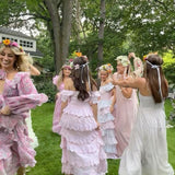 Blue Purple Vintage Elegant Floral Long Chiffon Ball Gown Evening Dress Party Dress HZ1023