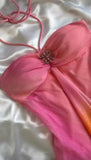 Pink Gorgeous Gradient Strapless Long Chiffon Elegant Ball Gown Evening Dress Party Dress HZ1023