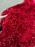 Red Shiny Fashion Short Mini Sequin Homecoming Dress Birthday Party Dress HZ1023