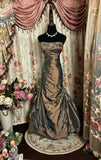 Brown vintage elegant fashion exquisite beaded long floor length satin ball gown, evening gown, party dress HZ1023