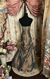 Brown vintage elegant fashion exquisite beaded long floor length satin ball gown, evening gown, party dress HZ1023