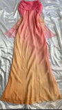 orange fashion gradient elegant spaghetti strap long chiffon prom dress evening dress party dress HZ1023