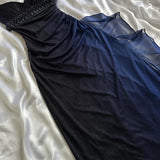 Dark blue shiny elegant exquisite beaded long chiffon prom dress, evening dress, party dress, graduation dress HZ1023