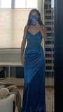 Purple/Blue Fashion Elegant Sweetheart Neck Strap Long Slim Satin Formal Prom Dress Evening Dress Party Dress Graduation Dress HZ1023