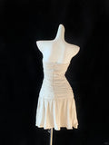 White Fashion Linen cotton Elegant Cute Tube Dress HZ1023