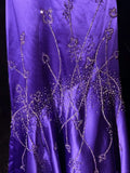 Purple Gorgeous Vintage God Shining Elegant Exquisite Rhinestone Beaded Satin Long Floor Length Slim Fairy Ball Gown Evening Dress Party Dress Prom Dress HZ1023