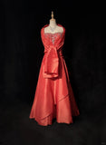Red Gorgeous Vintage Shiny Elegant Delicate Rhinestone Beaded Satin Floor Length Fairy Ball Gown Evening Gown Party Gown Prom Gown Red Waltz HZ1023