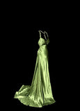 Green Retro Elegant Fashion Exquisite Beaded Shoulder Straps Long Floor Length Trailing Satin Prom Dress Evening Gown Graduation Gown HZ1023