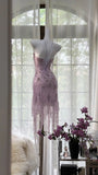 Purple Gorgeous Exquisite Beaded Lace Long Chiffon Homecoming Dress Prom Dress Evening Dress Wedding Party Dress Prom Dress Graduation Date Dress HZ1023