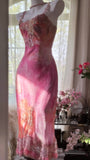 Pink gorgeous gradient exquisite beaded lace long chiffon fairy ball gown evening dress wedding party dress prom dress graduation date dress HZ1023
