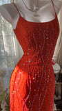 Orange Beautiful Charming Fashion Elegant Shiny Exquisite Beaded Long Chiffon Ball Gown Evening Gown Birthday Party Gown Prom Gown Graduation Gown HZ1023