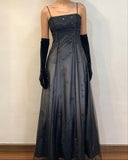 Blue/Grey Delicate Beaded Long Tulle Elegant Ball Gown Evening Dress Formal Birthday Party Dress Prom Dress HZ1023