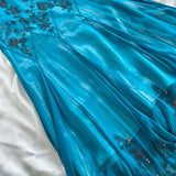 Blue fashion elegant delicate beading spaghetti straps long chiffon elegant ball gown evening dress party dress HZ1023