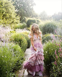 Purple Fashion Elegant Floral Long Chiffon Ball Gown Evening Dress Party Dress HZ1023