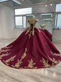 Red gorgeous applique elegant long tulle ball gown evening dress HZ1023