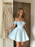 Light Blue Elegant Short chiffon Homecoming Dresses Prom Dresses Evening Dresses Party Dresses HZ1023