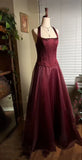 Burgundy red vintage elegant shiny beaded long tulle Prom Gown evening dress party dress HZ1023