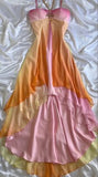 Pink Orange Elegant Fantasy Long Chiffon Ball Gown Evening Dress Party Dress Fairy Tale Dress HZ1023