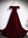 Dark blue/burgundy shiny elegant long velvet ball gown formal evening dress HZ1023