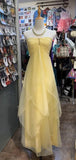 Yellow Elegant Sweet Sleeveless A-Line Tulle Long Chiffon Ball Gown Party Dress Bridesmaid Dress Wedding Guest Party Dress HZ1023
