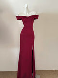 Purple Fashion Elegant Long Satin Sexy Slit Ball Gown Evening Dress Party Dress Prom Dress HZ1023