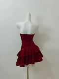 Red Shiny Sweet Fashion Short Mini Sequin Velvet Homecoming Dress Birthday Party Dress HZ1023