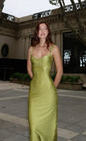 Olive Green Fashion Elegant Strap Long satin Slim Ankle-Length Prom Dress Evening Gown Party Dress HZ1023