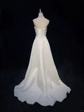 White Simple Fashionable Elegant Understated Exquisite Applique Long Floor Length Satin Ball Dress Evening Dress Wedding Dress HZ1023