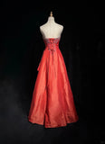 Red Gorgeous Vintage Shiny Elegant Delicate Rhinestone Beaded Satin Floor Length Fairy Ball Gown Evening Gown Party Gown Prom Gown Red Waltz HZ1023
