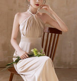 Champagne Elegant Fashion Long Satin Ball Gown Evening Dress Party Dress Bridesmaid Dresses Prom Dress Wedding Mother of the Year Dress HZ1023