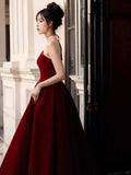 Beautiful Charming Red Fashion Simple Elegant Long Satin Floor Length Ball Gown Evening Gown Prom Dress HZ1023