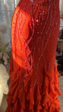 Orange Beautiful Charming Fashion Elegant Shiny Exquisite Beaded Long Chiffon Ball Gown Evening Gown Birthday Party Gown Prom Gown Graduation Gown HZ1023