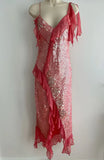 Pink Gorgeous Shiny Long Elegant Ruffle Sequin Ball Gown Evening Dress Party Dress HZ1023