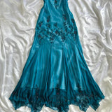 Blue fashion elegant delicate beading spaghetti straps long chiffon elegant ball gown evening dress party dress HZ1023