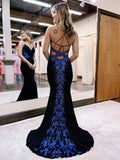 Black shiny fashion V-neck exquisite beaded spaghetti straps long sequined prom dress, evening dress, party dress HZ1023