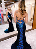Black shiny fashion V-neck exquisite beaded spaghetti straps long sequined prom dress, evening dress, party dress HZ1023
