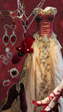 Red gorgeous delicate floral lace long floor-length tulle ball gown evening dress HZ1023
