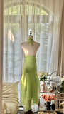 Light Green Shiny Fashion Elegant Exquisite Beading Long Chiffon Fairy Ball Gown Evening Dress Birthday/Wedding Guest/Holiday Party Dress Prom Dress Valentine's Day Date Dress HZ1023