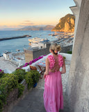 Pink Sexy Elegant Chiffon Simple Long Evening Dress Garden Party Dress HZ1023