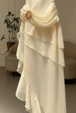 Ivory White Vintage Spaghetti Strap Long Chiffon prom dress Evening Dress Party Dress HZ1023