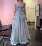 Blue beautiful fashion exquisite lace long elegant tulle ball gown evening dress party dress bridesmaid dress HZ1023