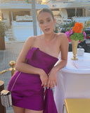 Purple Fashion Tube Top Short Prom Dress Evening Dress Party Dress Homecoming Dress HZ1023