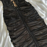 Black Brown Shiny Exquisite Elegant Beaded Lace Long Corset Ball Gown,Evening Dress,Party Dress HZ1023