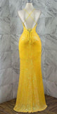 Yellow shiny fashion long sequin sexy slit prom dress evening gown party dress HZ1023